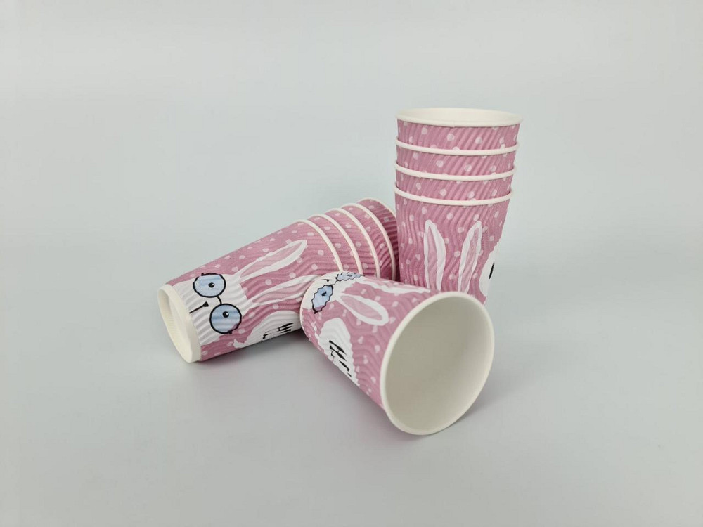 Склянка гофрована 340 мл Зайці рожеві (20 шт.) Харків - фото 2