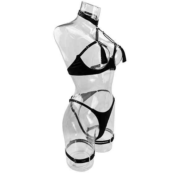 Комплект білизни еротичний з чокером S чорний Київ