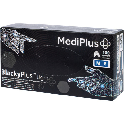 Медицинские перчатки MediPlus BlackyPlus Light Нитриловые смотровые нестерильные неприпудренные Черные Размер M 100 шт. (6970245754508) Винница - изображение 1
