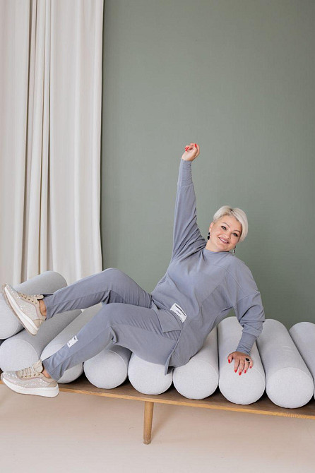 Женский теплый прогулочный костюм двойка батал пума плюш Графит, 54/58 Одесса - изображение 7