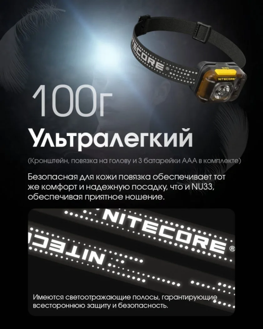 Налобний ліхтар Nitecore HA13 з білим та червоним світлом 350лм 3xAAA USB-C (7 режимів) Вінниця - фото 6