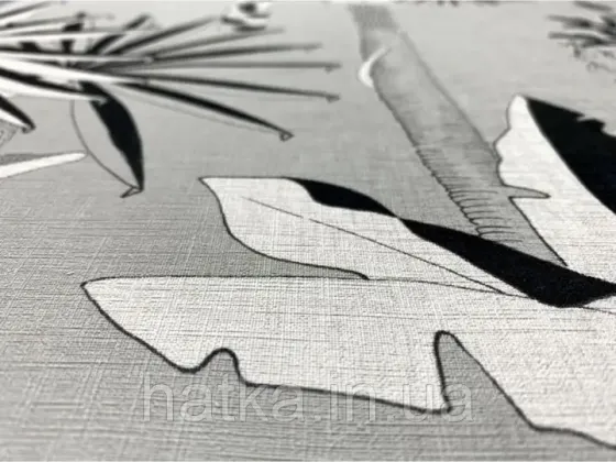 Шпалери вінілові на флізеліні Rasch Clasik 0,53х10 дитячі екзотичні дерева пальми квіти листя чорне на сірому Київ