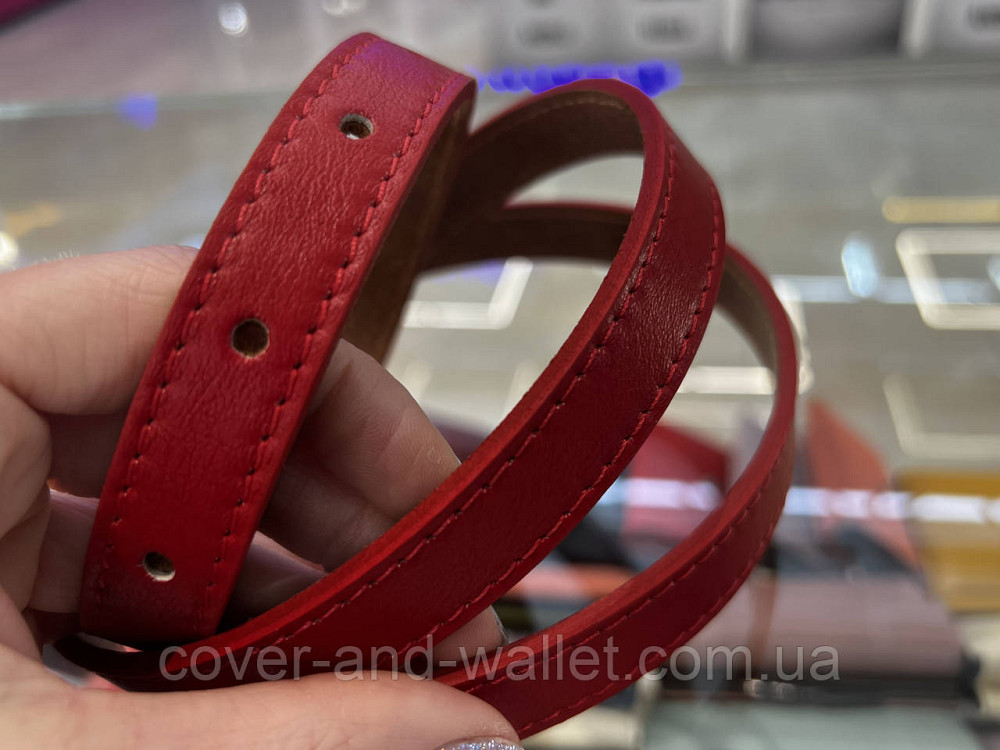 Тонкий кожаный женский ремень красного цвета 20 мм Puos Киев - изображение 9