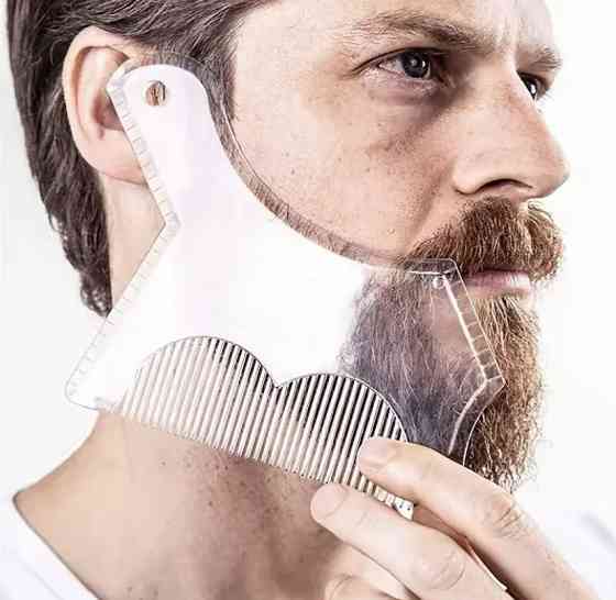 Шаблон для бороды с расческой трафарет для бороды и усов стайлер триммер для бороды прозрачный Киев