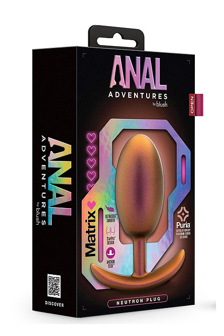 Анальна пробка із зміщеним центром тяжіння Anal Adventure Blush, силіконова, рожеве золото Sex Aura Київ - фото 4