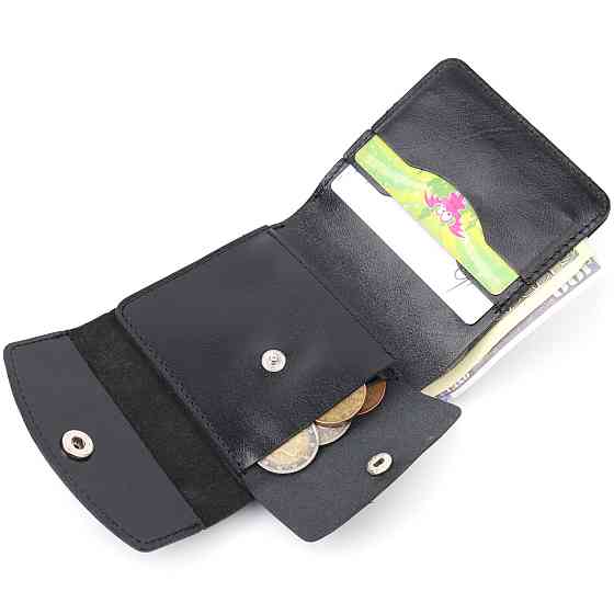 Чоловіче глянсове шкіряне портмоне Shvigel 16617 Чорний Київ