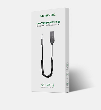 Bluetooth-адаптер Ugreen 70601 Bluetooth 5.0 автомобільний AUX з мікрофоном CM309 (Сірий) Николаев - изображение 5