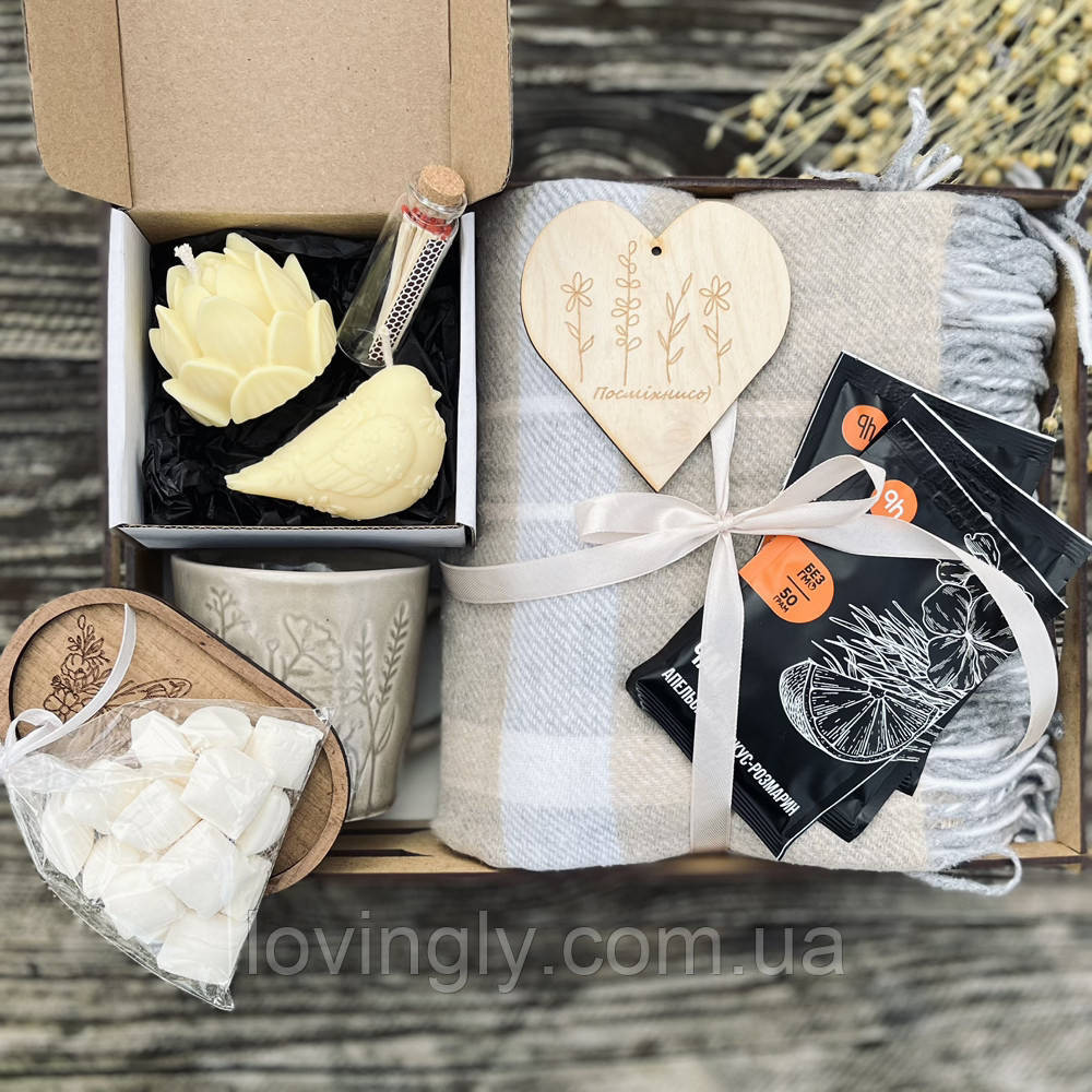 Премиум подарочный набор со свечами ручной работы, шерстяным пледом и натуральным чаем Ирпень - изображение 5