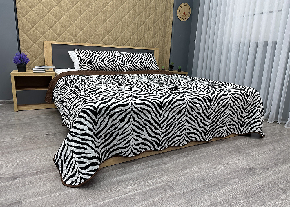 Покривало двостороннє з хутром 200x220 (+-10 см) і 2 наволочки колір чорно-білий з коричневим (85-165) Київ - фото 5