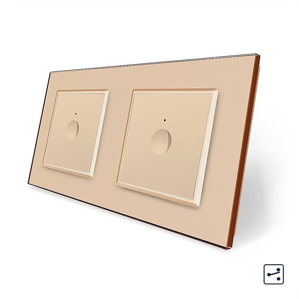 LIVOLO Сенсорний прохідний/перехресний вимикач Sense 2 сенсора (1-1) Livolo золотий скло (VL-C7 Коломия - фото 1