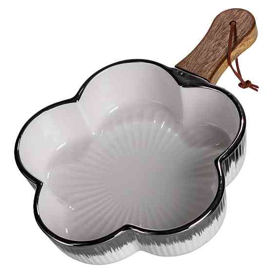 Глибока фарфоровая тарілка з ручкою "Цветок" 27×20 см Київ