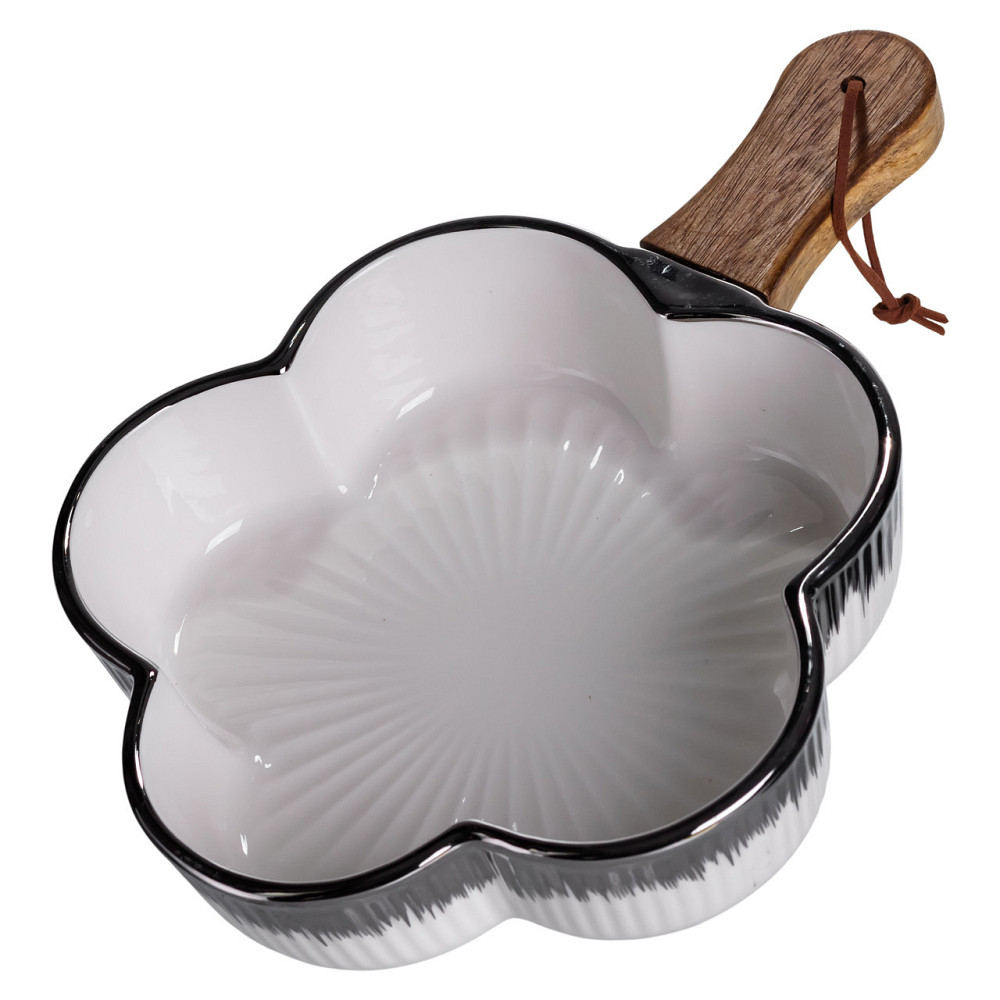 Глубокая фарфоровая тарелка с ручкой Цветок 27 см Киев - изображение 4