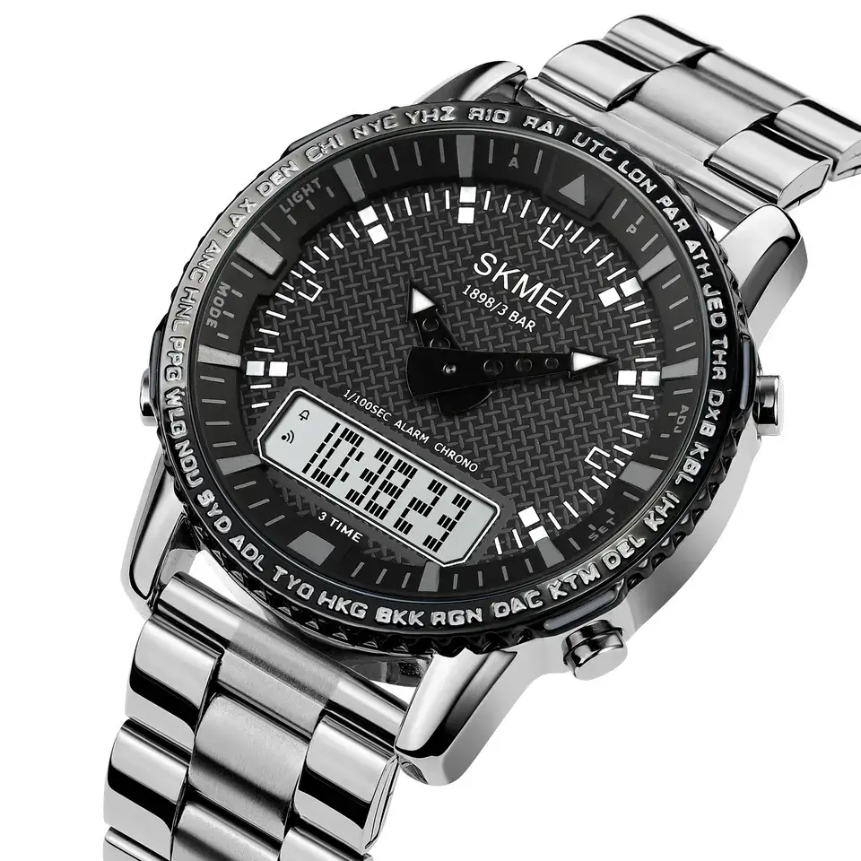 Мужские наручные часы Skmei 1898 (Серебристый с белым табло) Винница - изображение 4
