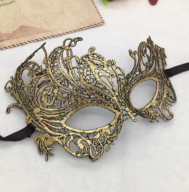 Ажурна маска на обличчя one size золотистий Київ - фото 1