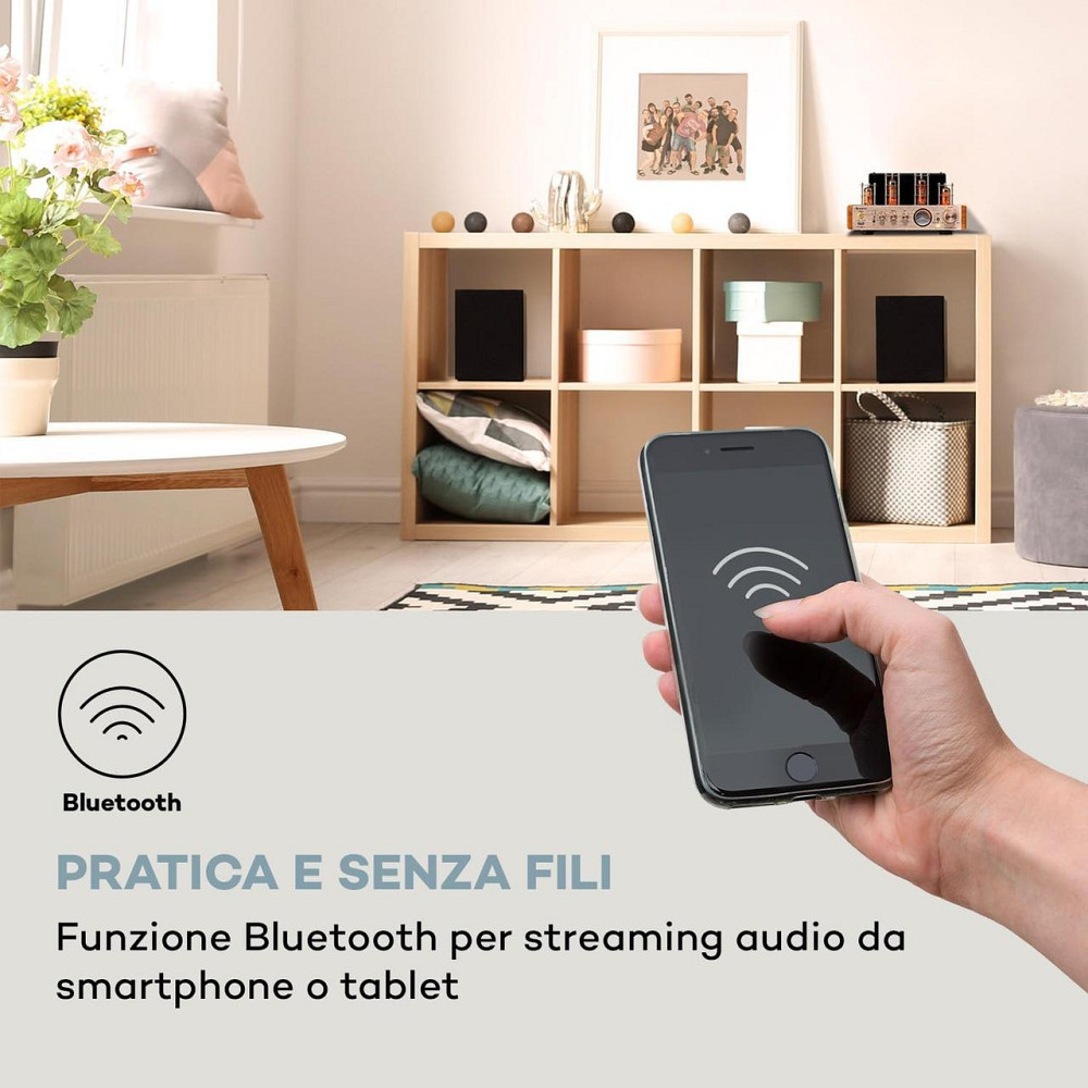 Стереопідсилювач вінтажний Auna Amp VT ламповий HiFi підсилювач 2x35 Вт RMS, BT опт./коаксіальний/AUX-вхід з Німеччини Дніпро - фото 5