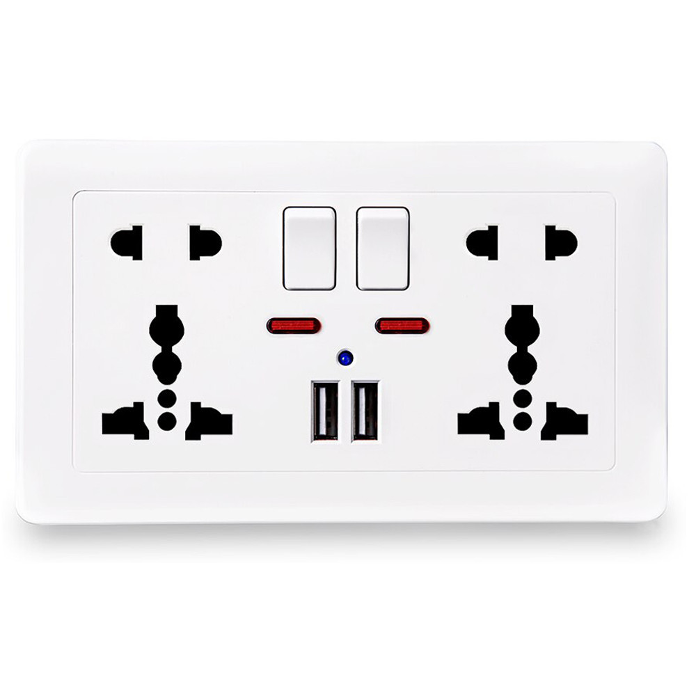 Универсальная розетка Delviz с кнопками питания, индикаторами и USB-A – мировая совместимость в одном устройстве(13А, 250V)+2 USB Николаев - изображение 1