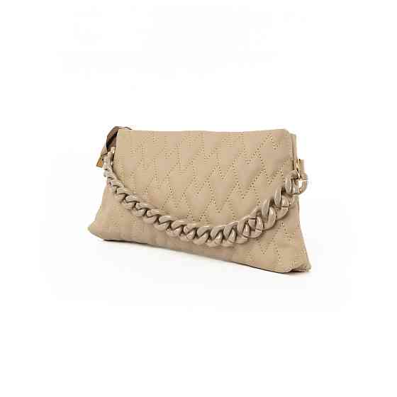 Сумка женская стильная, качественная красивая стеганая сумочка с ручкой-цепочкой, женский клатч, Бежевый Каменец-Подольский