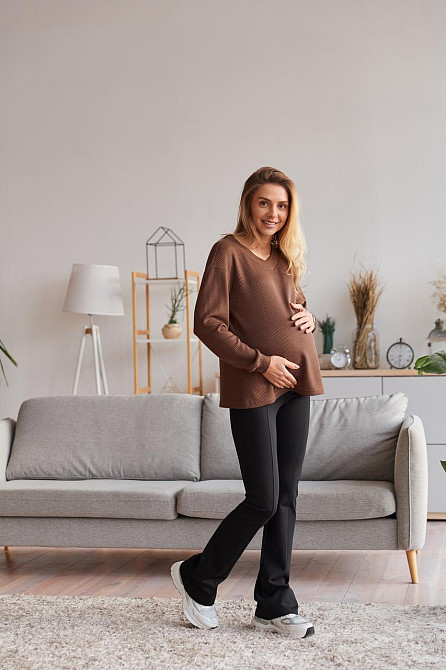 Жіночий трикотажний лонгслів для вагітних Wien розмір L-XL (46-48) Lullababe Шоколадний Кривий Ріг - фото 8