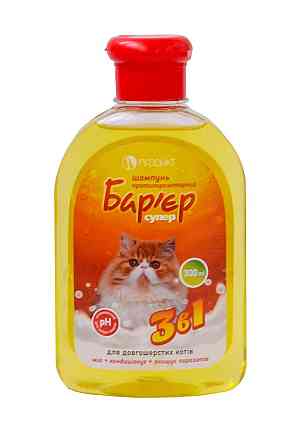Шампунь Барьер супер 3 в 1 противопаразитарный для длинношерстных котов 300 мл Продукт Винница