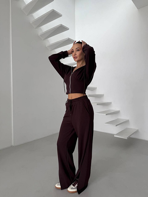 Женский повседневный костюм двойка турецкая петля Шоколадный, 46/48 Одесса - изображение 8