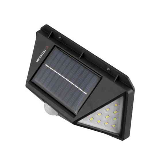 Світильник акумуляторний настінний 100 SMD, вуличний, сонячна панель, датчик руху INTERTOOL LB-0113 Київ