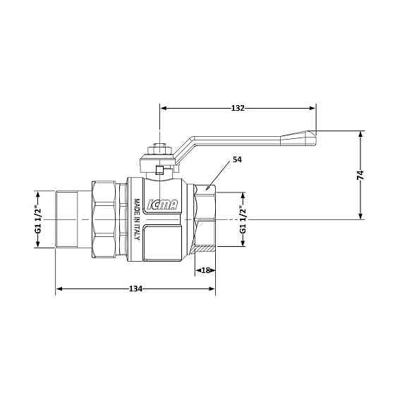 Кран кульовий "Американка" Icma 1 1/2" прямий No347 Київ