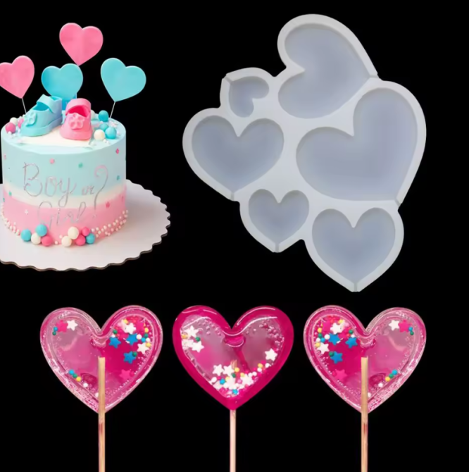 Силиконовая форма для леденцов на 6 изделий, размер 16 х 12 см, в виде сердечек, для создания сладких угощений Одесса - изображение 1