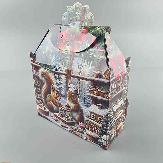 Новогодняя подарочная картонная упаковка для конфет (1000грм) №192 