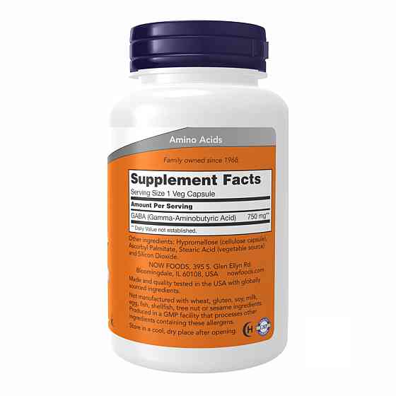 Габа Now Foods GABA 750mg 100 раст капс Киев