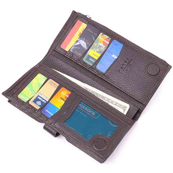 Мужское вертикальное портмоне из натуральной кожи KARYA 21421 Коричневый Киев