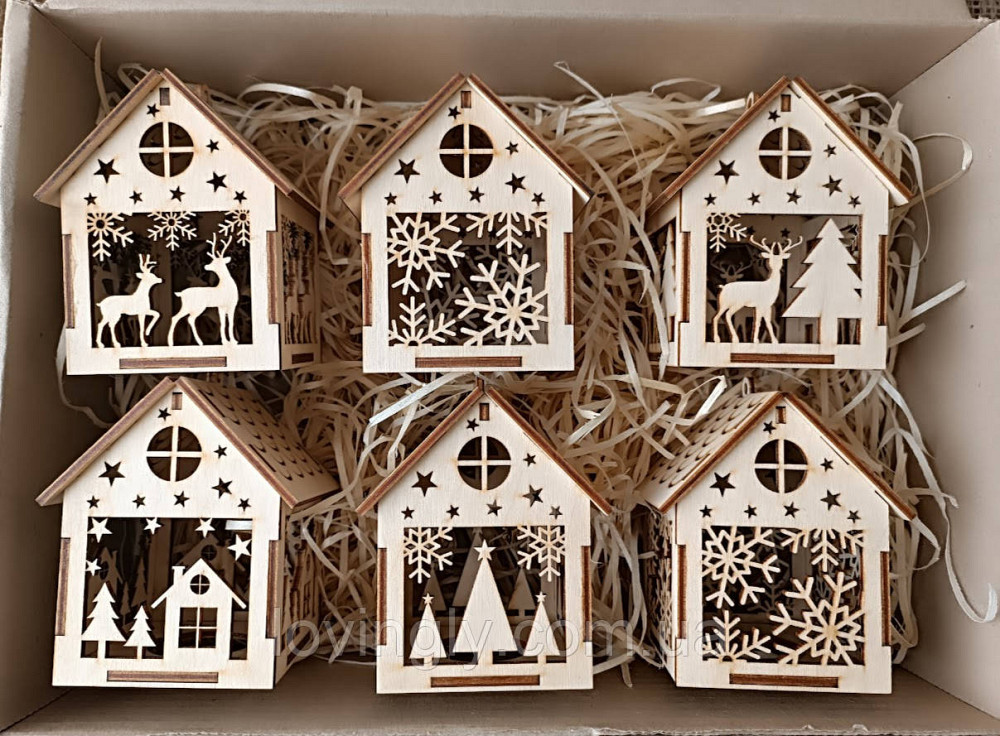 Подарочный набор из шести домиков LED подсветка 10 см Ирпень - изображение 2