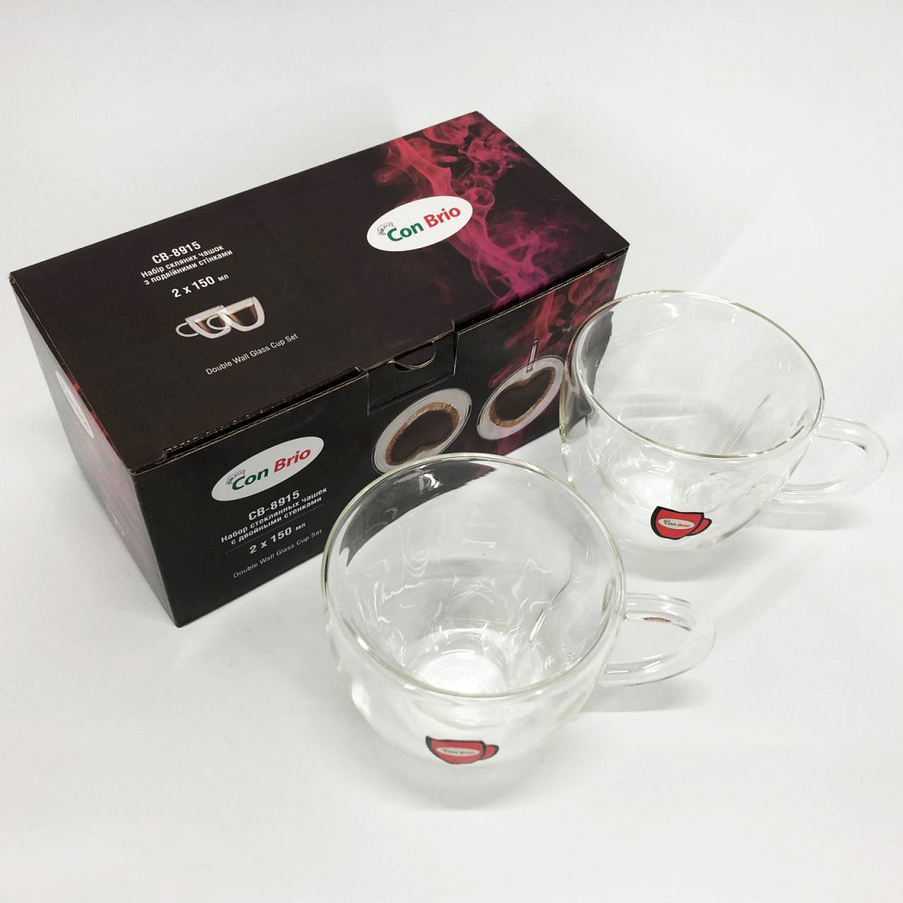 Две чашки с двойным дном Con, Чашка с двойными стенками двойным дном Кружка двойнми стенками стекло MD-54 Львов - изображение 8