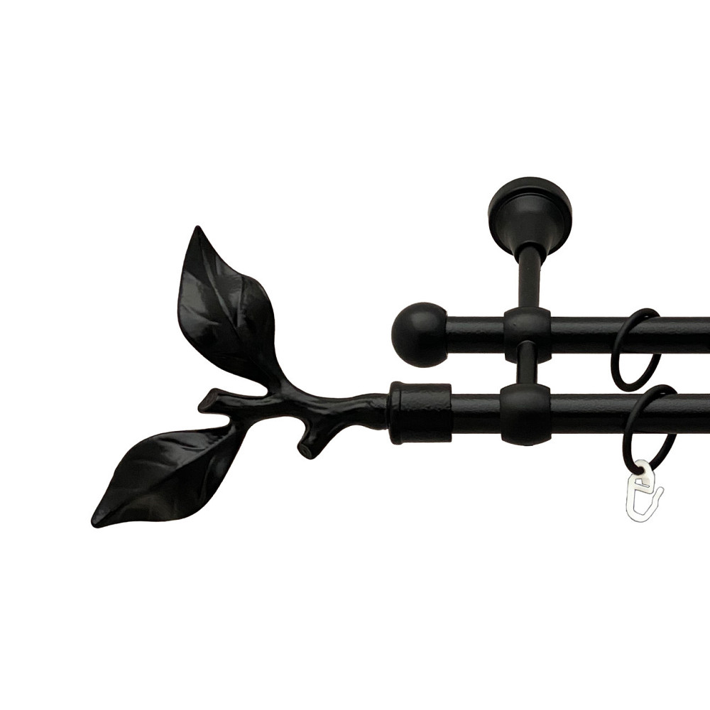 Карниз Orvit Листок Троянди металевий дворядний литий Чорний Оксамит 16\16 мм 160 см (00-00013875) Львів - фото 1