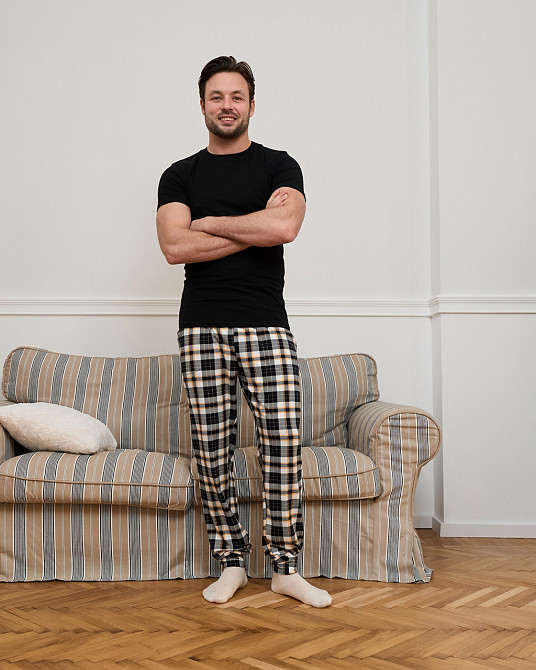 Чоловічі піжамні штани — чорно-жовта карта Tom John 2007Ш XXL Київ - фото 2