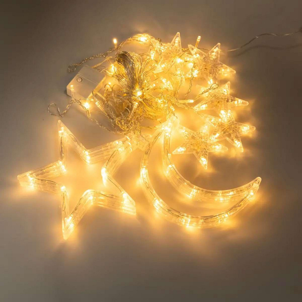 Електрична гірлянда Зірка штора 3 метри на вікно для фотозон жовта WYF11Y Київ - фото 7