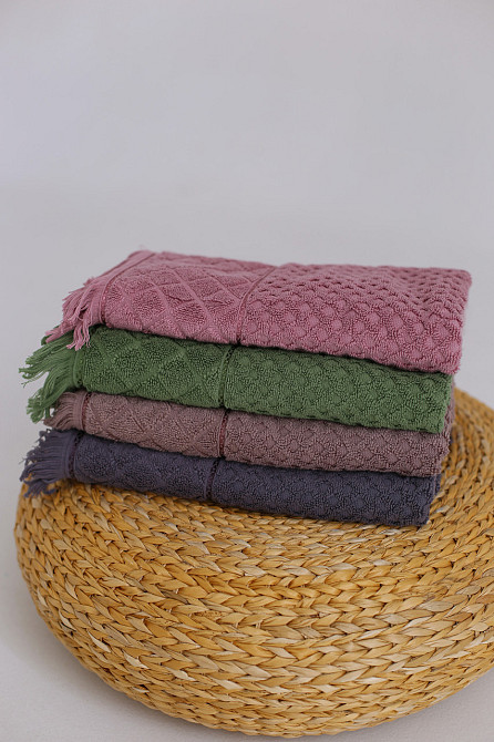 Акція! Махровий рушник Ideal Textile в клітинку 70х140 см пудра Чернівці - фото 5