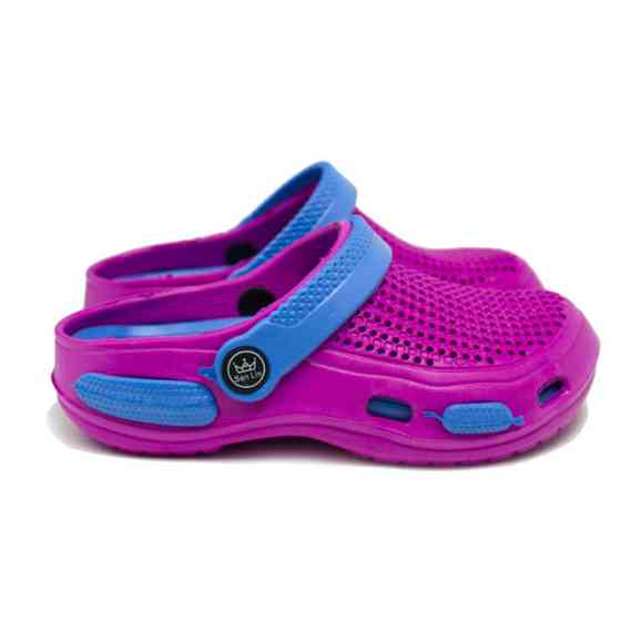 Сабо для дівчинки дитячі дівочі кроксики "Like Crocs" (30,31,32,33,34,35) Малинове - блакитний W1405 Одеса