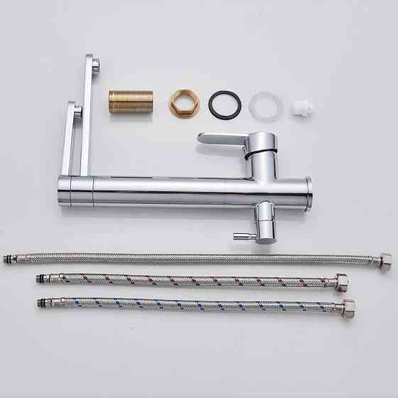 Смеситель для кухни для фильтрованной воды двухрычажный, кран кухонный с двойной ручкой WanFan Хром Каменец-Подольский