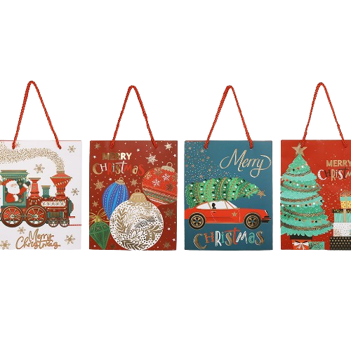 Подарунковий пакет з новорічним принтом 18*23*10см, 4 дизайни Житомир