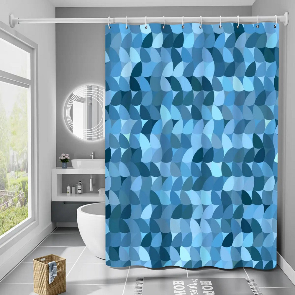 Шторка для ванны из полиэстера водонепроницаемая Bathlux 180x180 см с кольцами, занавеска для ванной комнаты Каменец-Подольский - изображение 1