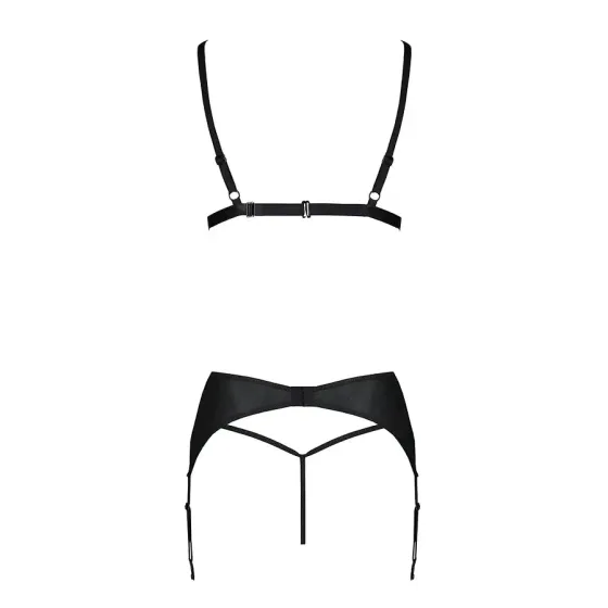 Комплект з екошкіри Passion MILEY SET XXL/XXXL, black, трусики, бюстгальтер, пояс для панчіх Львов