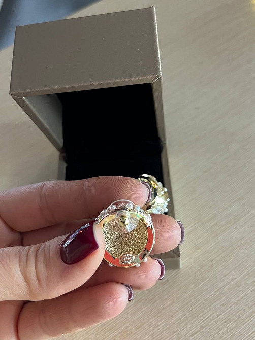 Серьги Шанель / позолота 18К с камушками Одесса - изображение 3