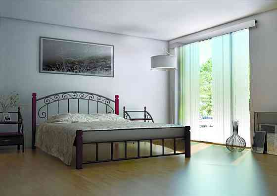 Ліжко Афіна (маталева) на дерев'яних ногах ТМ Метал Дизайн. 160х190, Щит ДСП Харків