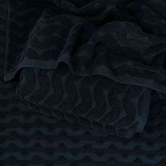 Махровое полотенце для лица и рук Жаккардовое Волна GM Textile 50х90см 500г/м2 (Черный) Сумы