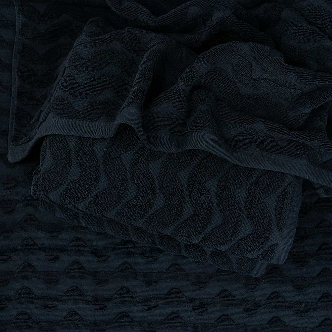 Махровое полотенце для лица и рук Жаккардовое Волна GM Textile 50х90см 500г/м2 (Черный) Сумы - изображение 3