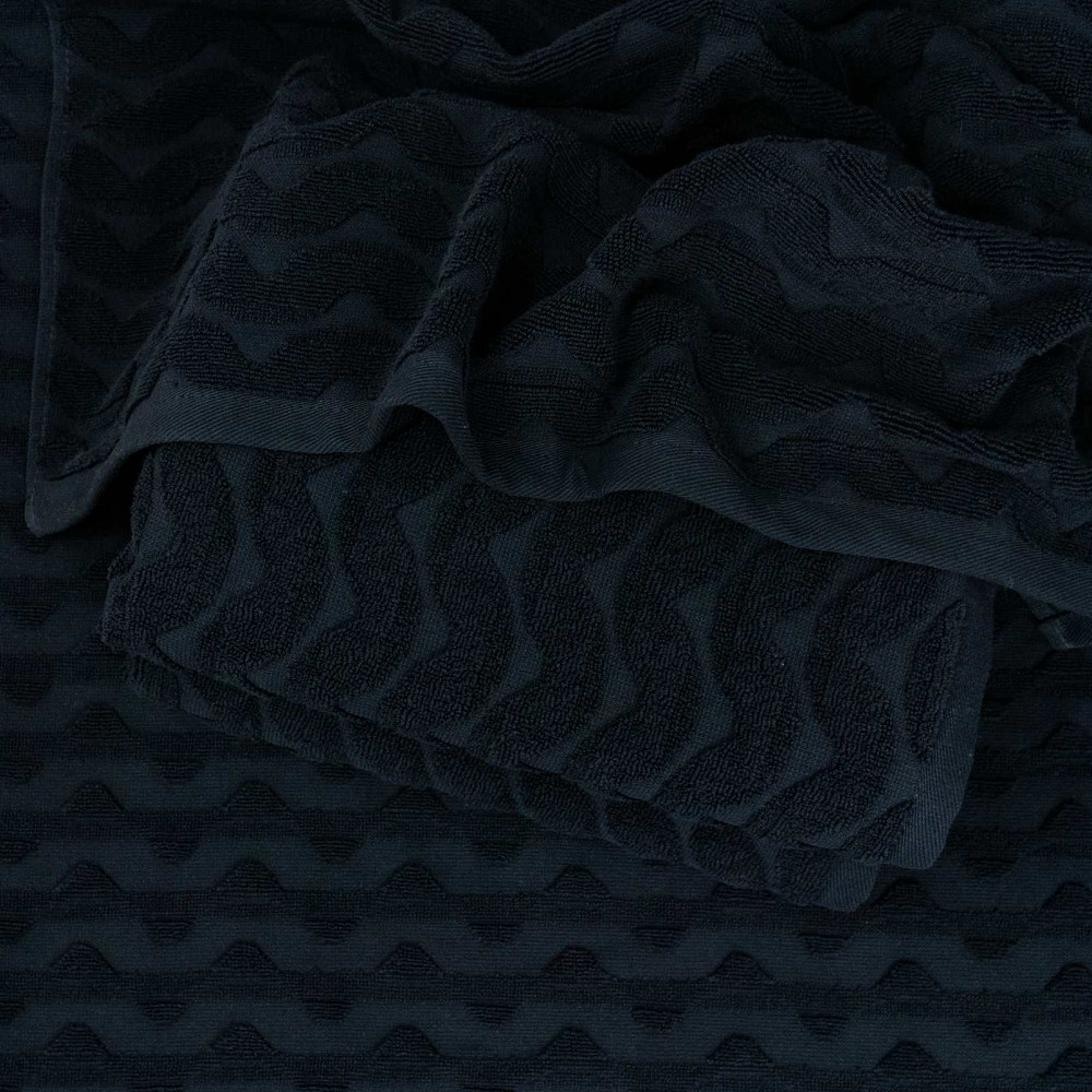 Махровое полотенце для лица и рук Жаккардовое Волна GM Textile 50х90см 500г/м2 (Черный) Сумы - изображение 3