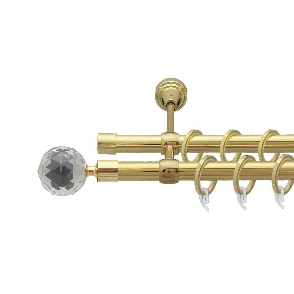 Карниз Orvit Люміера металевий дворядний литий гладка труба кільце фасонне металеве  Золото 19\19 мм 240 см (00-00009484) Львів - фото 1