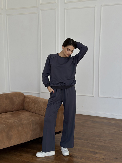 Жіночий спортивний костюм із широкими штанами Сірий XS/S Харків - фото 1