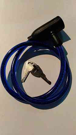 Замок на колесо (трос 600*8mm) (с ключом) (синий) Мукачево