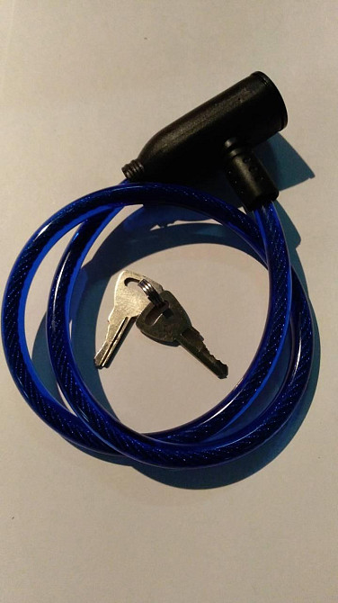 Замок на колесо (трос 600*8mm) (с ключом) (синий) Мукачево - изображение 1